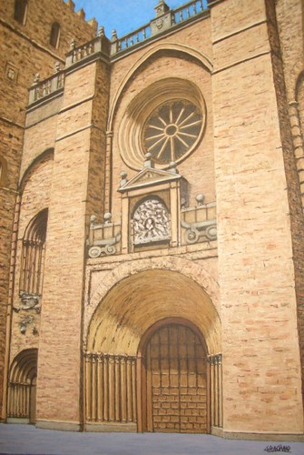 Pintura de Graciano Garcia - La Catedral de Siguenza a pleno Sol