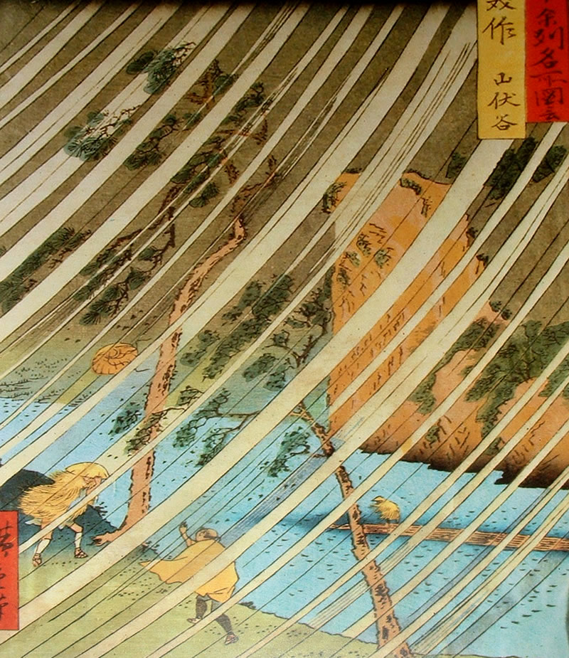 Ilustración japonesa Ukiyo-e Tormenta