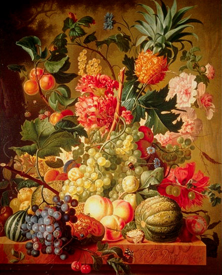 Flores al óleo estilo barroco