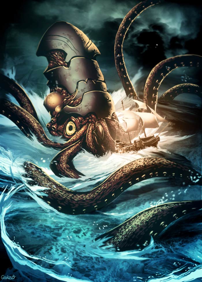 Pintar un Octopus, Pulpo Gigante o Kraken - Pintura y Artistas