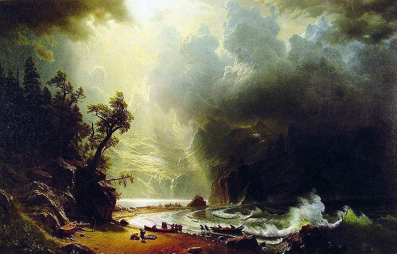Albert Bierstadt - Tormenta en las montañas rocosas