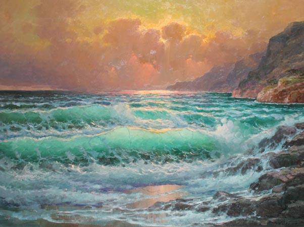 Pintura del mar con olas, de  Alex Dzigurski.