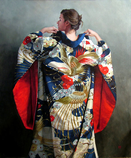 Painting Blue Uchiake Kimono, by Stephanie Rew Blue Uchiake Kimono, by Stephanie Rew