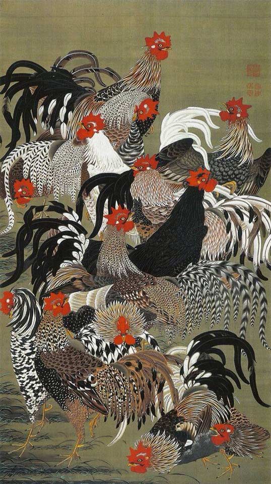 Ito Jakuchu, pintura sobre seda