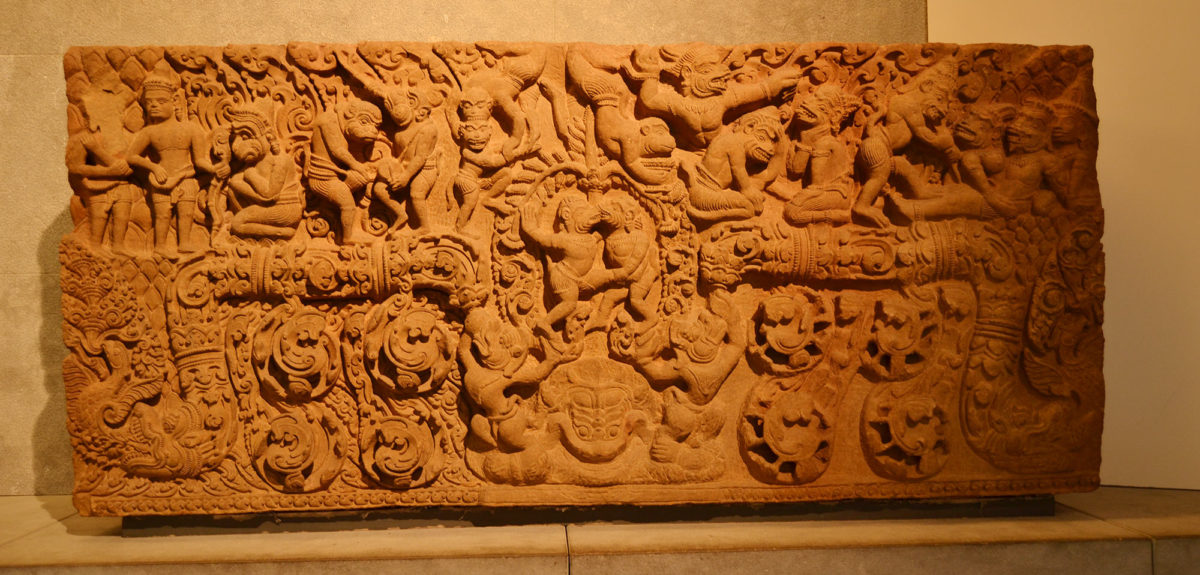 friso de los monos arte hindu tailandia